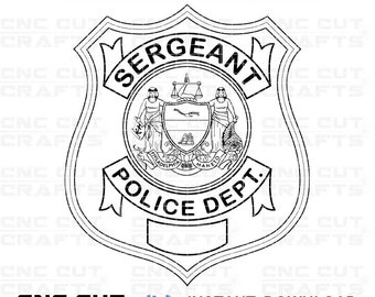 Philadelphia Sergeant police dept badge SVG vector outline CNC Laser engraving, Laser cutting, cnc router, cricut file Custom Badge Number