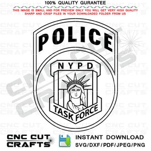 NYPD, New York Police, Task Force, vector badge, patch, emblem, svg, pdf, dxf, cnc router file, laser cutting, engraving design, cricut svg,