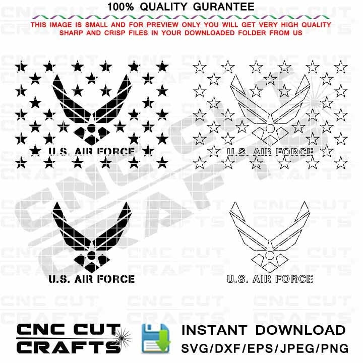 US Air Force Logo Svg Black White Dxf Vector Digital Stencil | Etsy