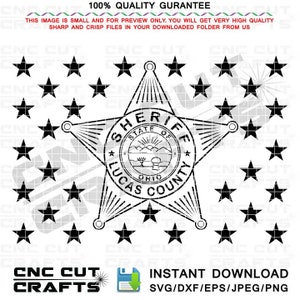 Lucas County Sheriff Svg Badge Vector Flag Union, Dxf, Vector Line Art, Cnc Router, Laser Engraving, Cnc Cutting, Cricut Cutting File Ohio