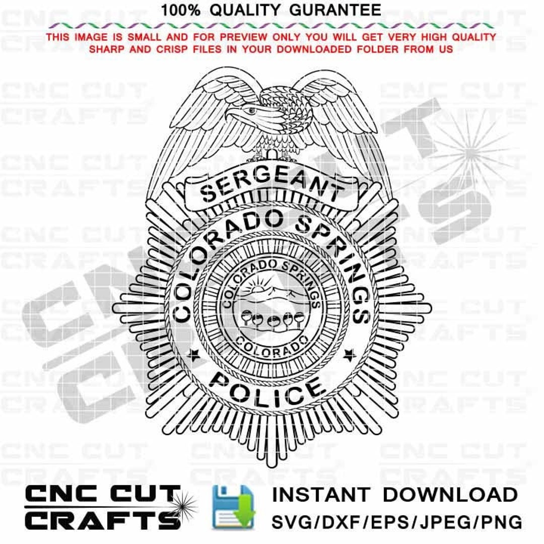 Sergeant Police Badge Vector Svg Dxf Colorado Springs Police - Etsy Sweden