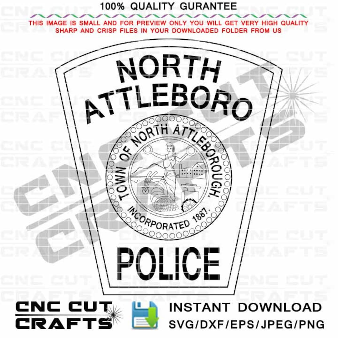 North Attleboro Police Patch Svg Vector Badge Black Outline Cnc Router