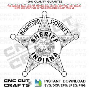 Blackford County Sheriff SVG Indiana State sheriff star logo patch vector cricut, laser cutting, engraving file