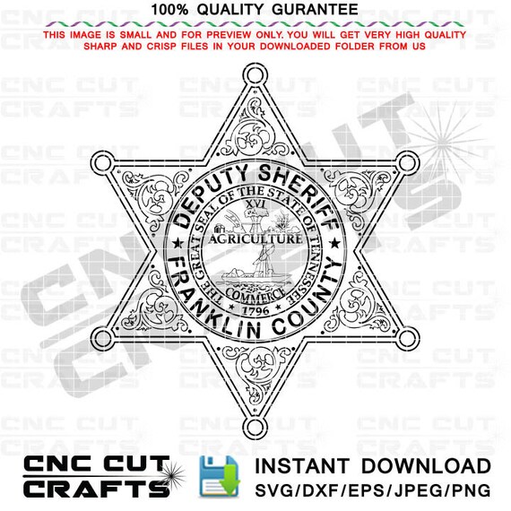 Deputy Sheriff SVG Badge Vector Outline File for Digital - Etsy