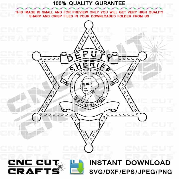 Washington State Deputy Sheriff Svg vector badge 6 point Etsy