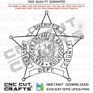 Daviess County Sheriff Department BADGE vector SVG patch logo emblem outline dxf cnc router file laser cut file engraving file Sheriff Dept