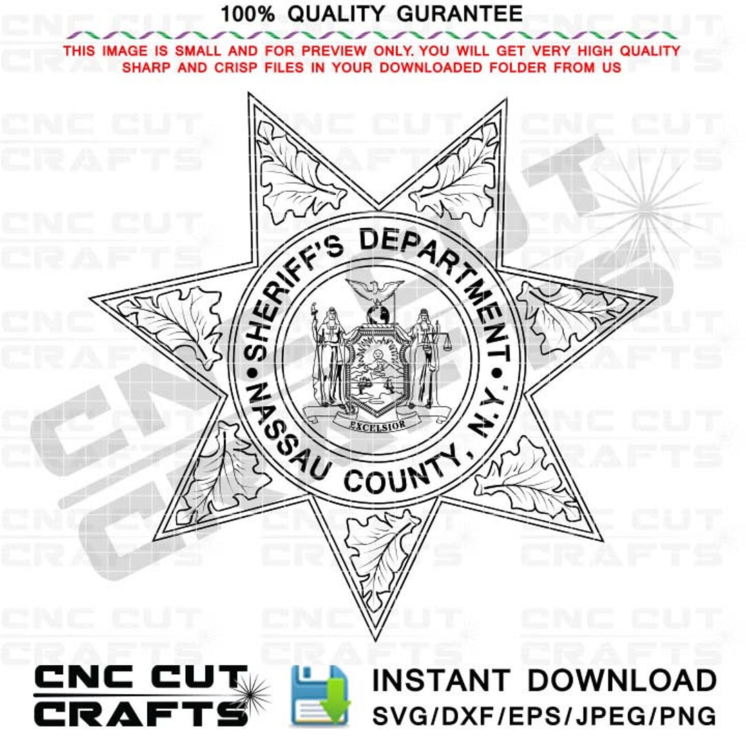 Nassau County Sheriffs Department 7 Pointed Sheriff Star Badge Vector