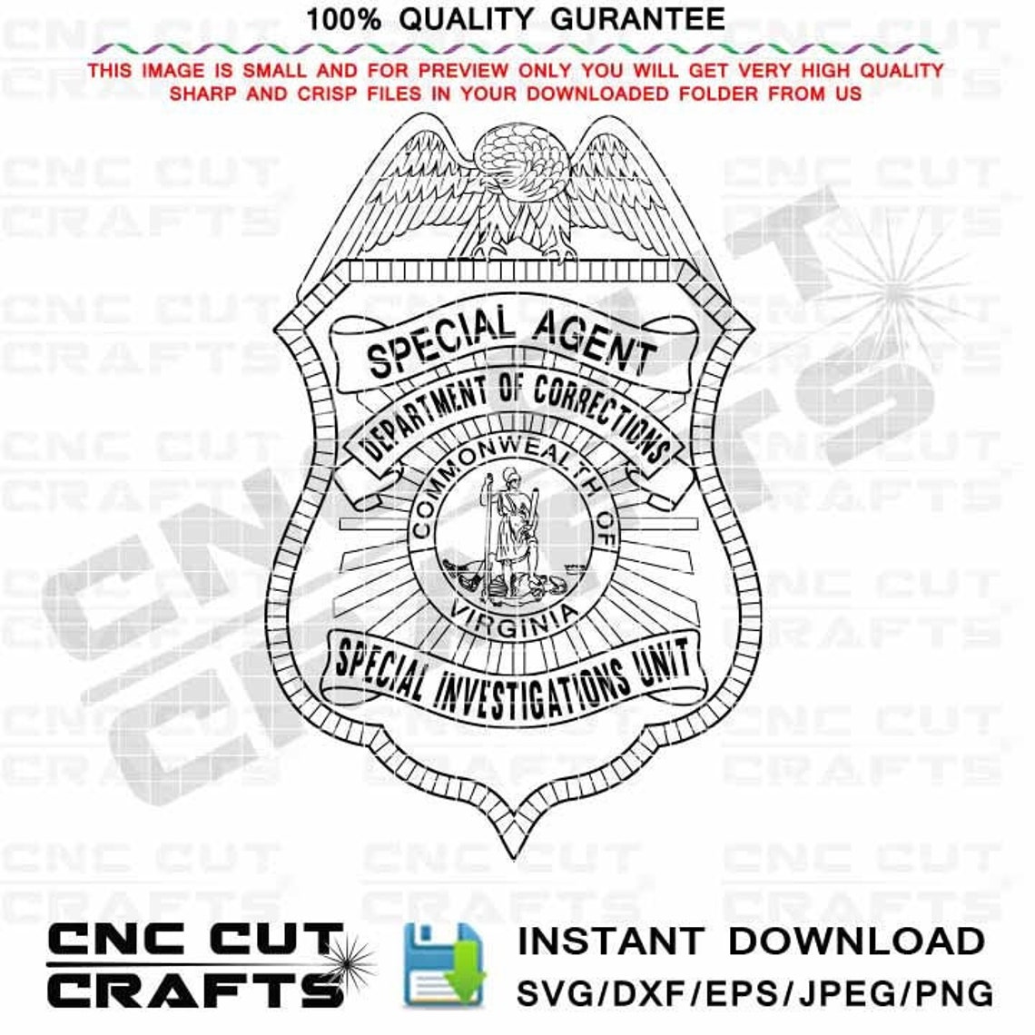 Virginia Special agent svg dept of corrections svg special Etsy