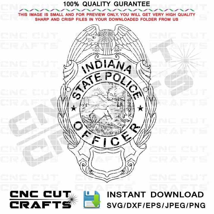 キャプテン警察バッジ インディアナポリス インディアナ州警察官ベクター SVG バッジ ワシ付き 空白 編集