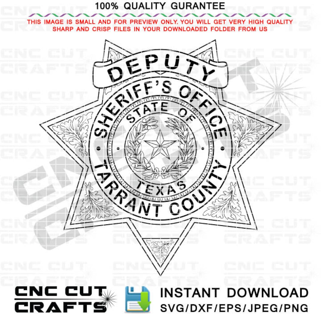 Tarrant county texas deputy sheriff svg badge sheriffs office star
