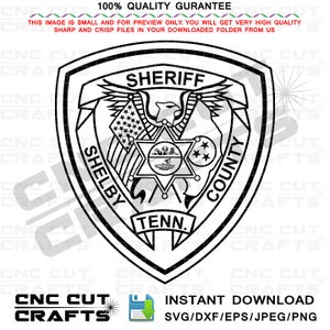 County of Shelby, Sheriff badge, State of Tennessee, Vector, svg sheriff badge, patch, cnc cut file, laser engraving, laser cutting