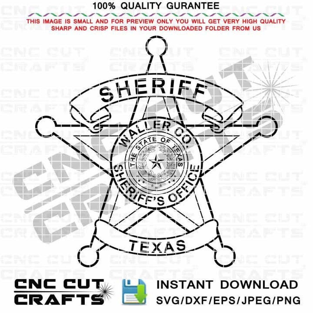 Waller County Sheriff Office Logo Vector Badge Patch Black White 5