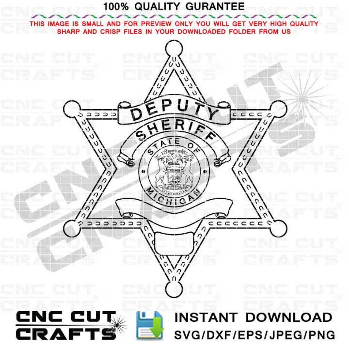 Deputy Sheriff Michigan Vector Badge Svg Dxf Blank Editable | Etsy