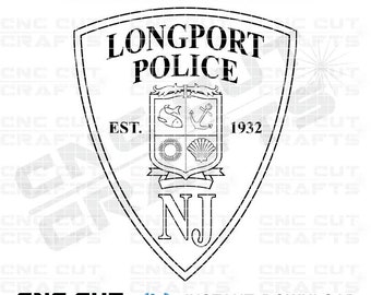 Longport Police SVG, Vector Logo, Badge, Patch, Emblem, Monogram, Line art Cnc Cut, DXF Engraving file, New Jersey, NJ