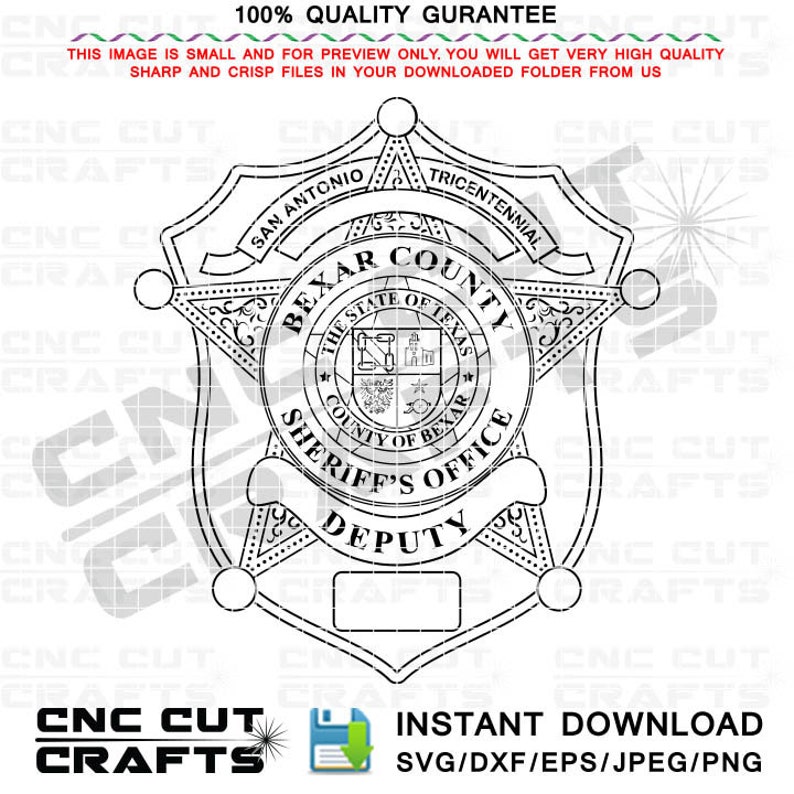 Bexar County Texas Deputy Sheriff Badge SVG, Vector Patch (digital ...