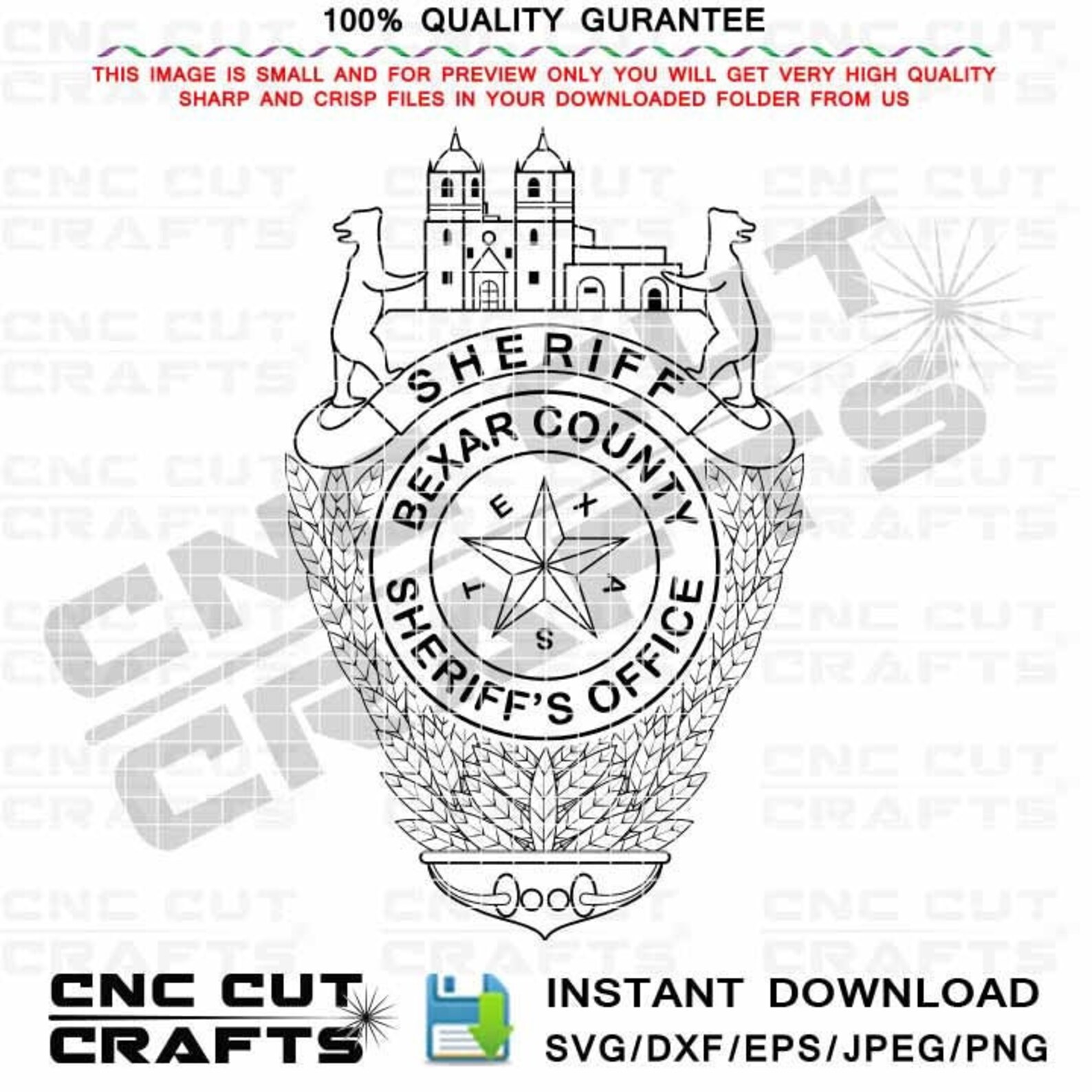 Bexar County Sheriff Badge Logo, Texas SVG DXF, Laser Cut File - Etsy