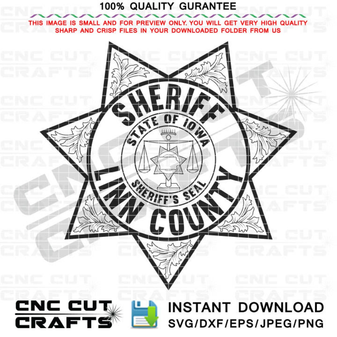 Linn County Sheriff Svg 7 Pointed Star Badge, Logo Vector Line Art Cnc ...