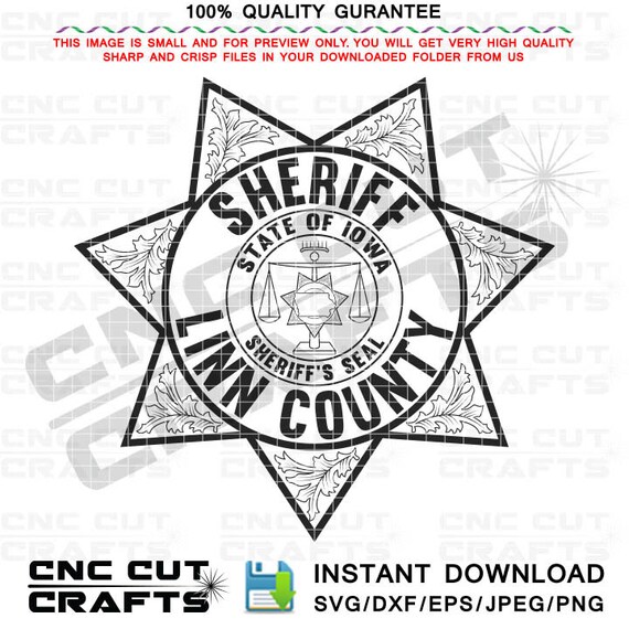 Linn County Sheriff Svg 7 Pointed Star Badge Logo Vector Line - Etsy
