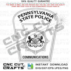 Pennsylvania State Police, Communications, Badge Vector, svg, CNC cut file, Laser Engraving, Cricut, Vinyl Cut, Digital Cutting Machine File