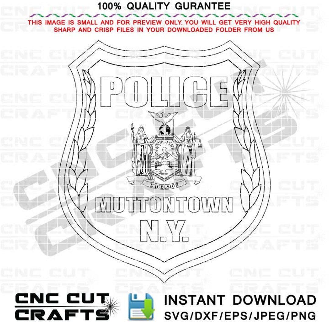 Muttontown Police Vector Badge Svg Patch Line Art Cnc, Cricut, Laser