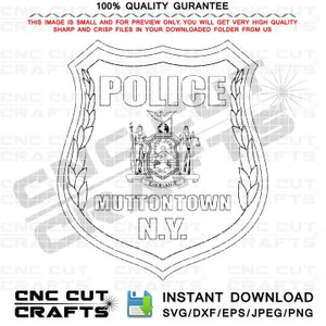 Muttontown Police Vector Badge Svg Patch Line art Cnc, Cricut, Laser Engraving, Cricut, Vinyl Cut File, Muttontown, Police Emblem, New York