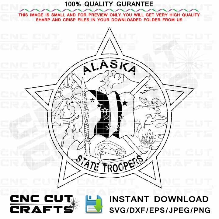 Alaska State Troopers Svg Shoulder Patch Vector Badge 5 Pointed Star