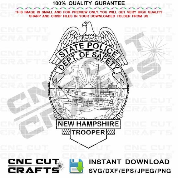 New Hampshire State Police Trooper Svg Badge Black White | Etsy