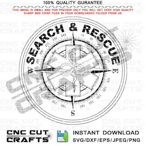 Search and Rescue Seal logo svg vector outline black line art monogram for cnc laser cutting, wood, metal engraving, Vinyl Cut, Cricut file