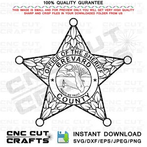 Brevard County Sheriff Office Badge Svg Vektor Sheriff Star Line Kunst Cnc-Fräser, Lasercut, Cricut, Gravur, Cutting Machine File, Florida