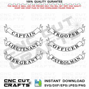 Highway Patrol police svg Ranks with banner for making custom police badge or sheriff star, laser cutting, laser engraving, cricut