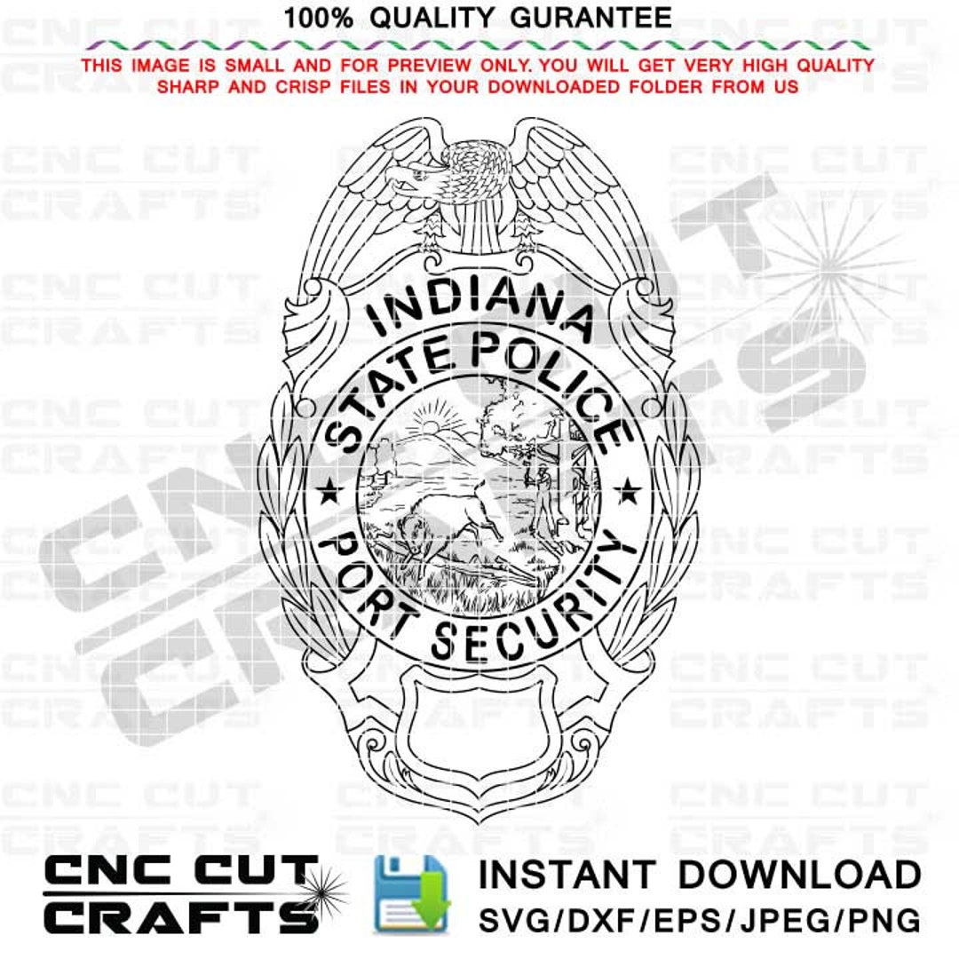 Indiana State Port Security Police SVG Badge Vector Eagle