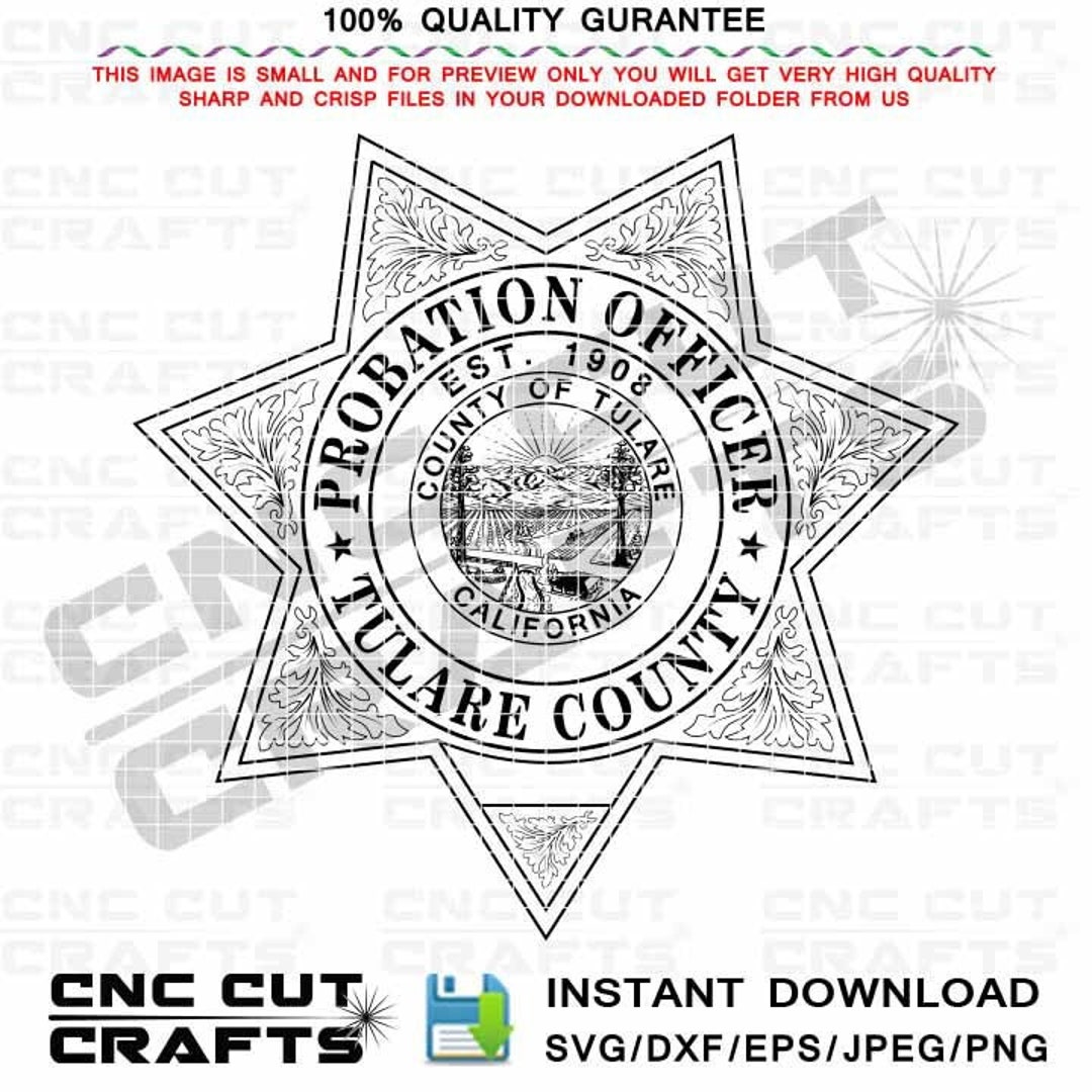 Tulare County Probation Officer Vector Badge Svg Logo, Black White Dxf