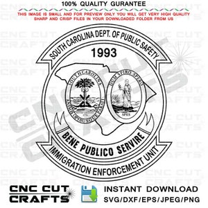 South Carolina dept of public safety immigration enforcement unit badge svg vector file for cnc router, laser engraving, cutting machine