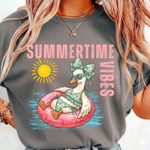 Coquette Goose PNG, Coquette Bow, Diseños de camisetas, Estética playera de verano de moda, PNG de playa preppy, PNG de verano neón imagen 3