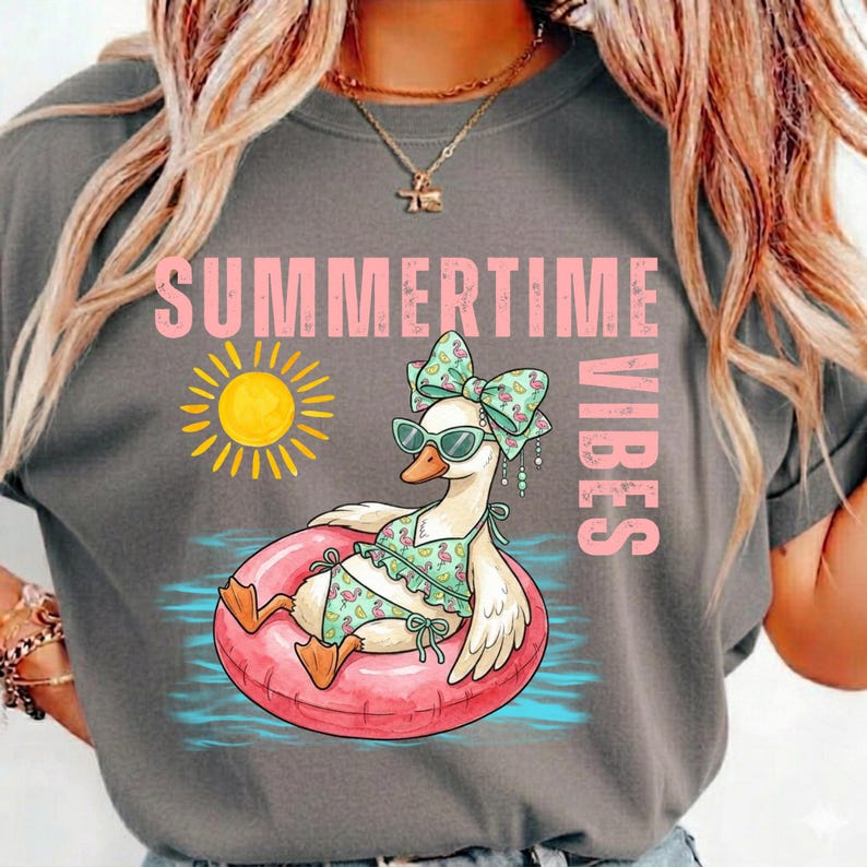 Coquette Goose PNG, Coquette Bow, Diseños de camisetas, Estética playera de verano de moda, PNG de playa preppy, PNG de verano neón imagen 3