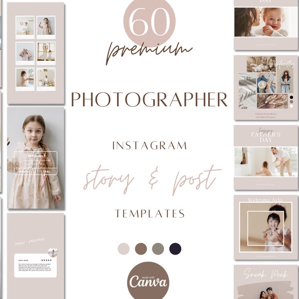 Photographer Instagram Story and Post Templates, Photography instagram Stories, instagram posts , canva template for photographers, bundle