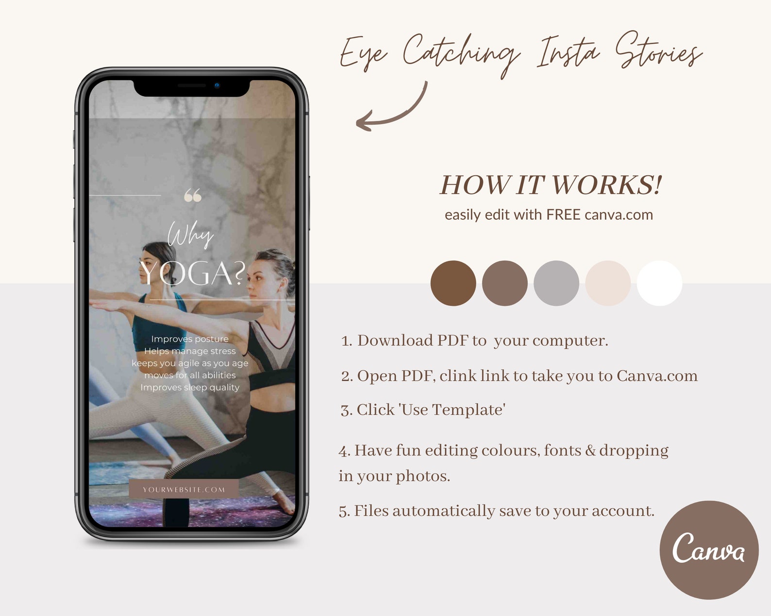 Yoga Studio Instagram Post and Story Template Bundle, Wellness Social ...