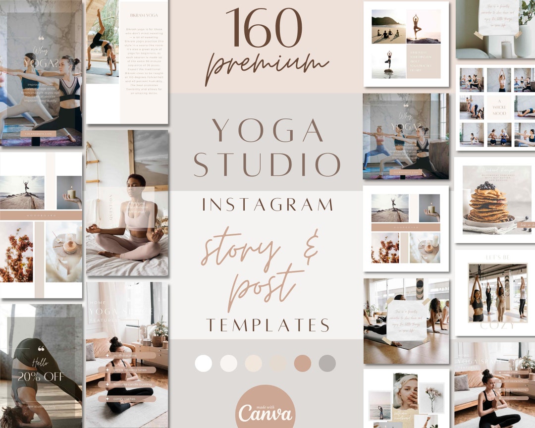 Yoga Instagram Post and Story Template Bundle, Wellness Social Media ...