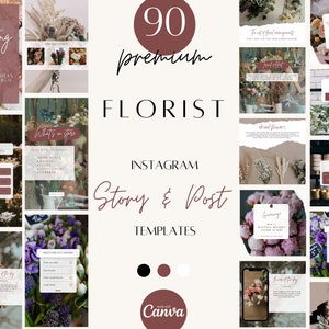 Florist Instagram Story and Post Templates, Floral insta social media marketing, canva template for Flower Shop, Instagram marketing, INST