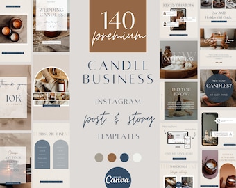 Candle Business Instagram Story Templates, Candlemaker insta Stories, candle social marketing posts, canva template for candle shop, INST