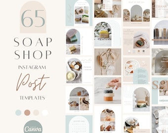 Handgemaakte zeepwinkel Instagram-marketingsjablonen, aanpasbare Insta-postsjablonen voor zeepwinkels, bewerkbaar canva-ontwerp voor zeepzaken