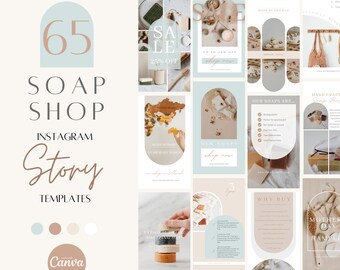Handgemaakte zeepwinkel Instagram-marketingsjablonen, aanpasbare Insta-verhaalsjablonen voor zeepwinkels, bewerkbaar canva-ontwerp voor zeepzaken