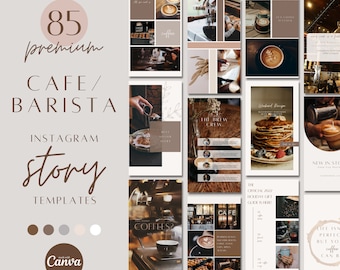 Cafe Barista instagram-verhaalsjablonen, café-marketing posts op sociale media, bewerkbare canva-sjablonen voor coffeeshop INST
