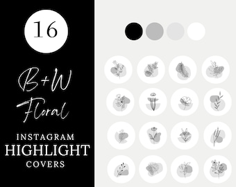 Zwart wit bloemen Instagram highlight iconen, Botanische insta cover highlights, bloemist instagram highlight covers, highlight cover iconen
