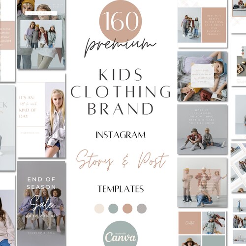 Kids Fashion Brand Instagram Story and Post Templates Etsy