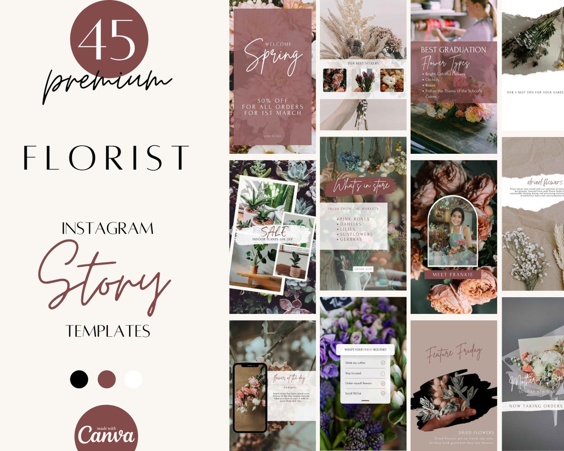 Florist Instagram Story and Post Templates Floral Insta Etsy