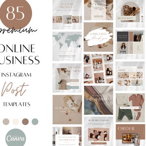 Modelos de mídia social para Instagram, modelos de negócios on-line, modelos do Canva Blogger, postagens de feed do Instagram, engajamento moderno no Instagram
