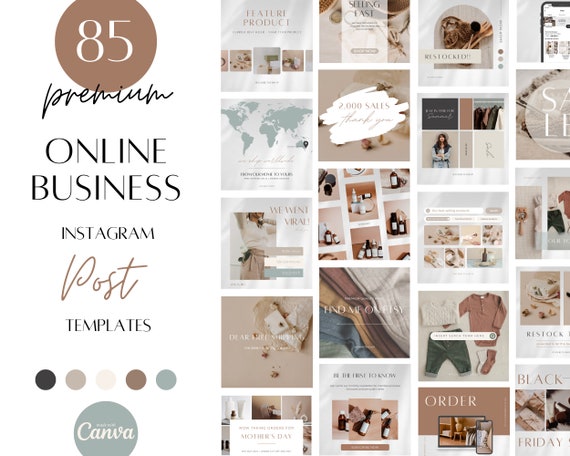 Social Media Templates for Instagram, Online business templates, Canva Blogger Templates, Instagram Feed Posts, modern instagram engagement