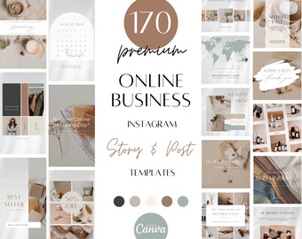 Instagram-sjablonen voor bloggers, sociale media-sjabloonbundel, brandingpakket voor Instagram, Canva-sjablonen, aardse esthetische sjablonen