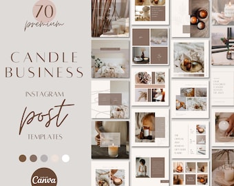 Candle Business Instagram Post Templates, Candlemaker insta posts, candle maker social marketing, canva template for candle shop,  INST